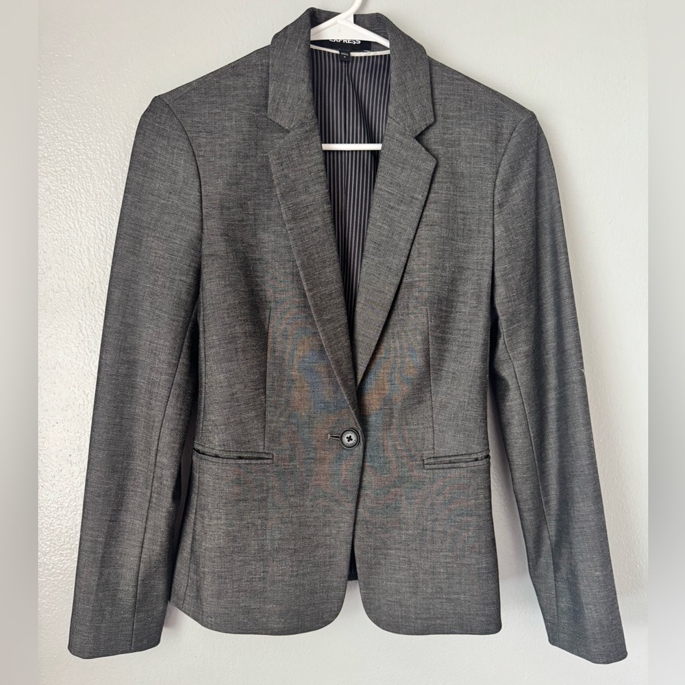 Express Gray Stretch Blazer Jacket 4 - image 2